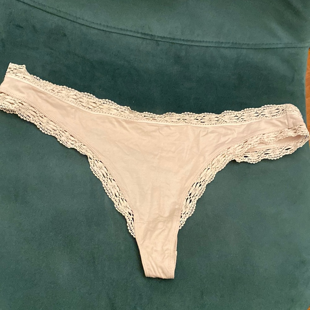 Eres nude cotton thong with lace trim - new but tag fell off